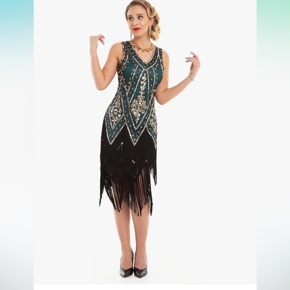 PrettyGuide Women's 1920s Flapper Dress Vintage Swing Fringed Gatsby Roaring - Picture 3 of 9